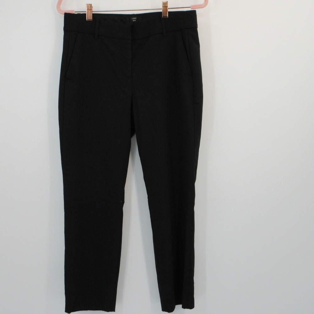 J.Crew 365 Black Italian Wool Stretch Straight Leg Dress Pants Womens 8